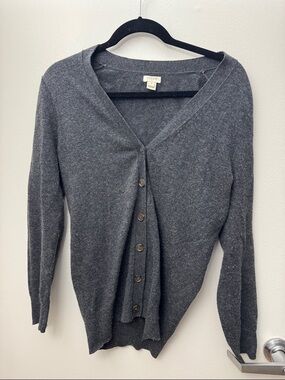 J. Crew Factory Charcoal Gray Button-Front V-Neck Cardigan